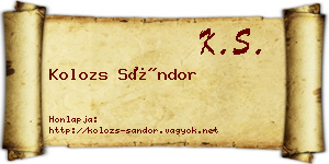 Kolozs Sándor névjegykártya