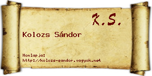 Kolozs Sándor névjegykártya